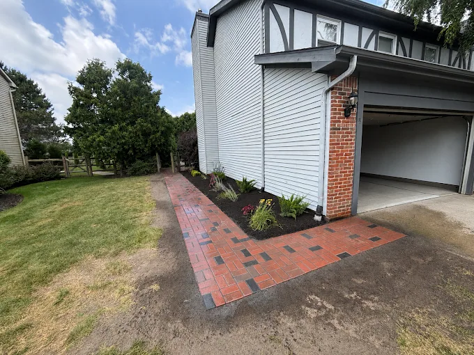 Terramorph Brick paver walkway and garage beds