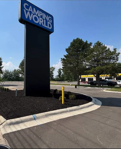 Terramorph Commercial sign bed with fresh mulch
