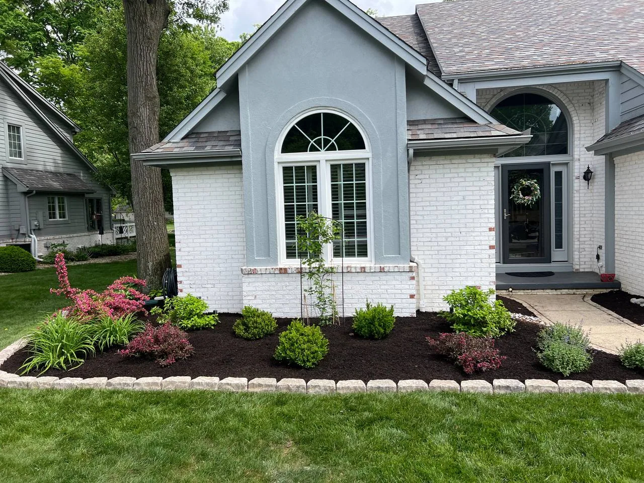 Terramorph Front-entry columns and fresh plantings